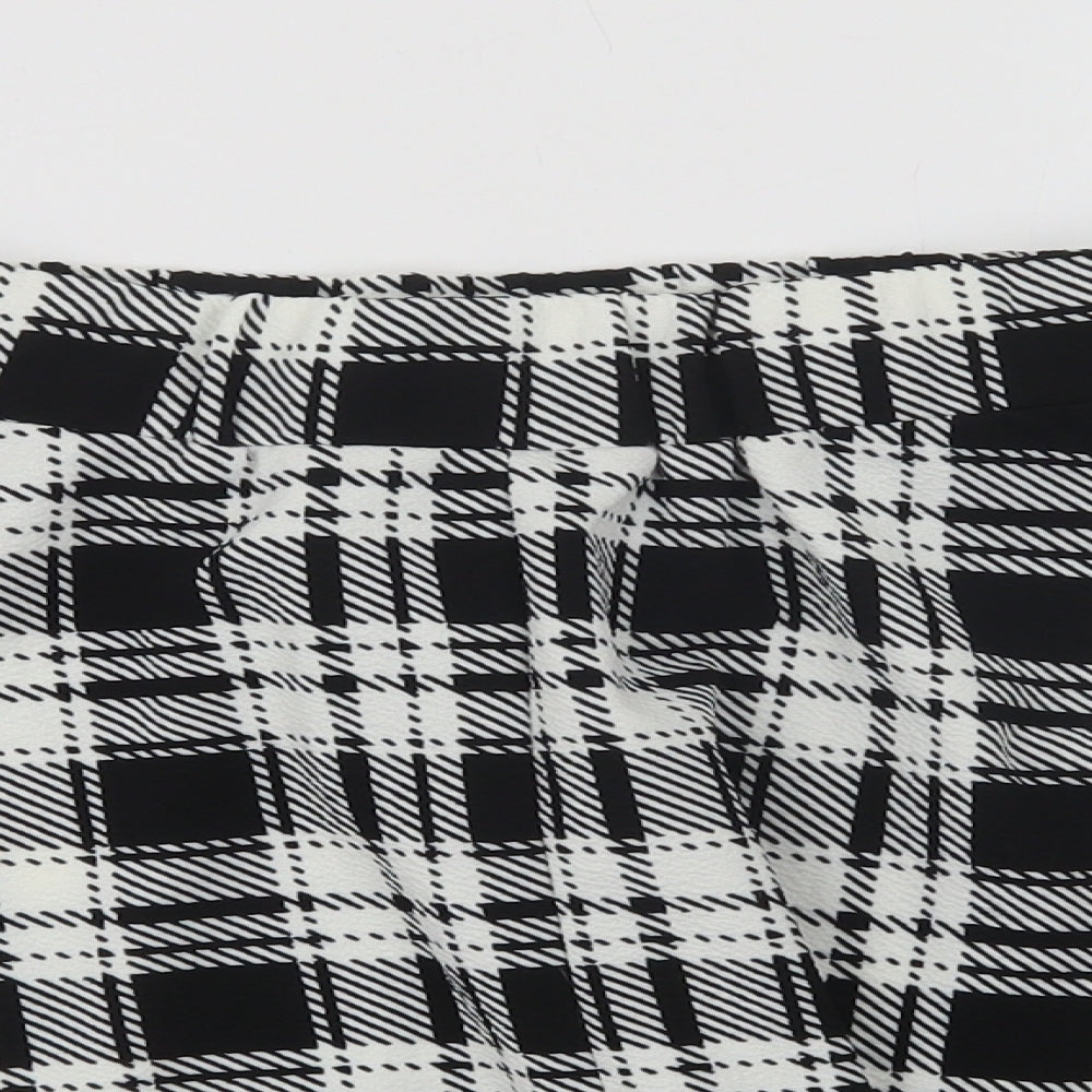 Preworn Girls Black Check Polyester Skater Skirt Size 13 Years  Regular