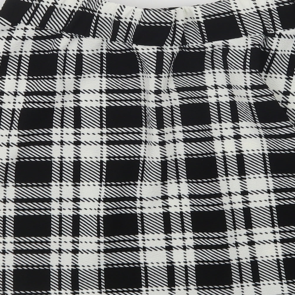 Preworn Girls Black Check Polyester Skater Skirt Size 13 Years  Regular