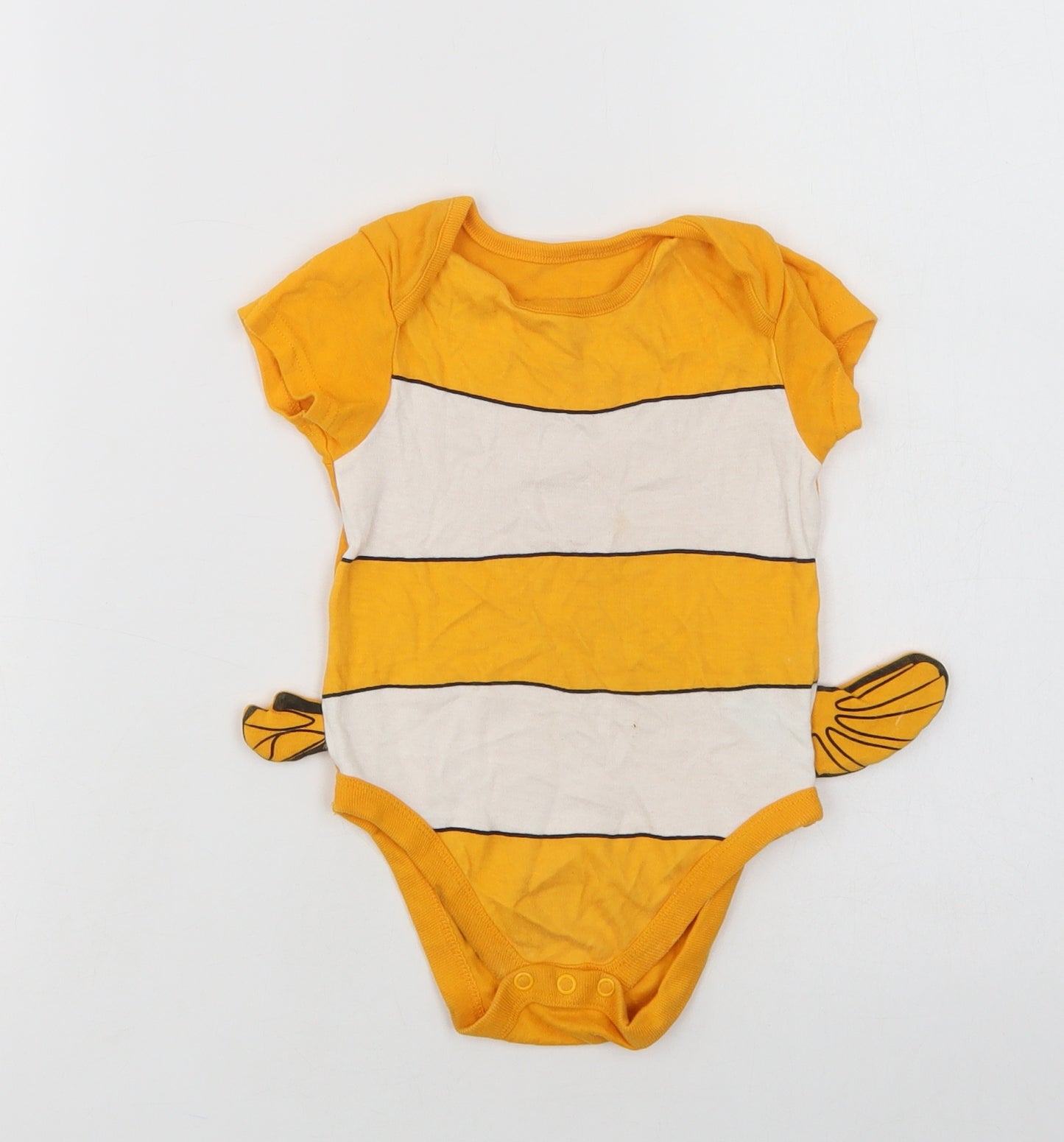 George Baby Yellow Striped Cotton Romper One-Piece Size 9-12 Months  Snap - Nemo