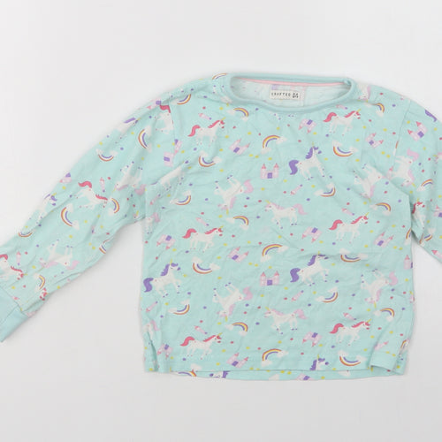 Crafted Girls Green Geometric Cotton Top Pyjama Top Size 3-4 Years   - Unicorns And Rainbows