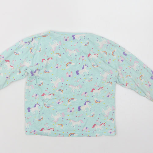 Crafted Girls Green Geometric Cotton Top Pyjama Top Size 3-4 Years   - Unicorns And Rainbows