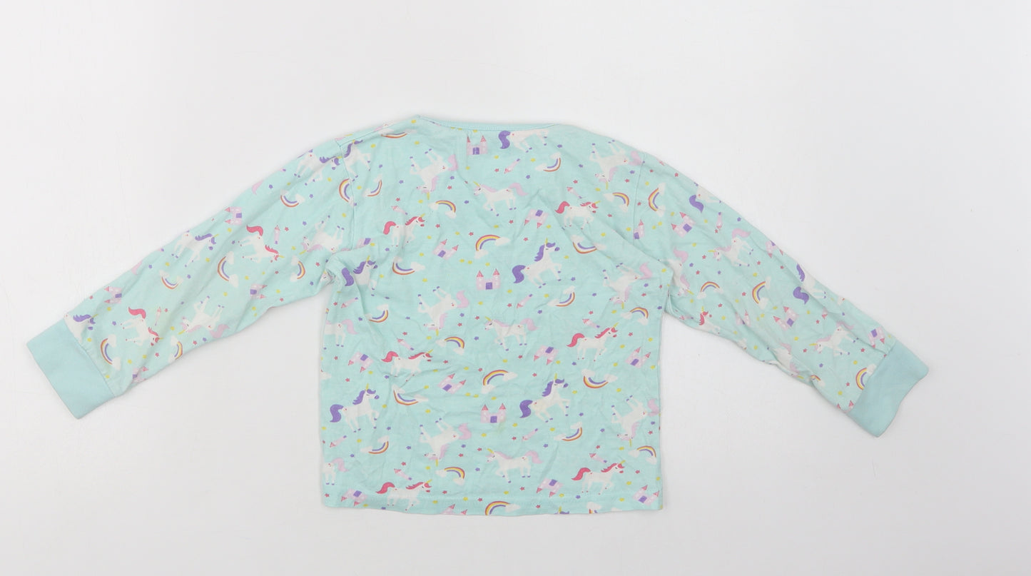 Crafted Girls Green Geometric Cotton Top Pyjama Top Size 3-4 Years   - Unicorns And Rainbows