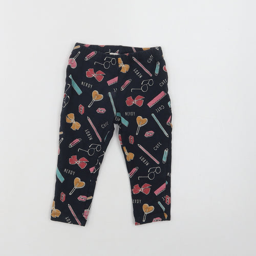 name it Baby Blue Geometric Cotton Jogger Leggings Size 12-18 Months   - Nerdy