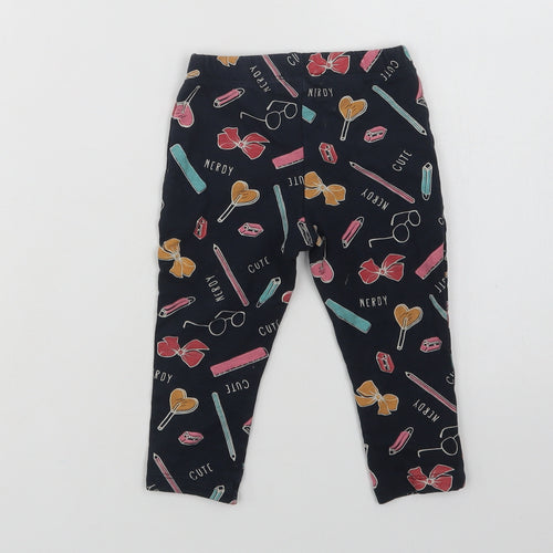 name it Baby Blue Geometric Cotton Jogger Leggings Size 12-18 Months   - Nerdy