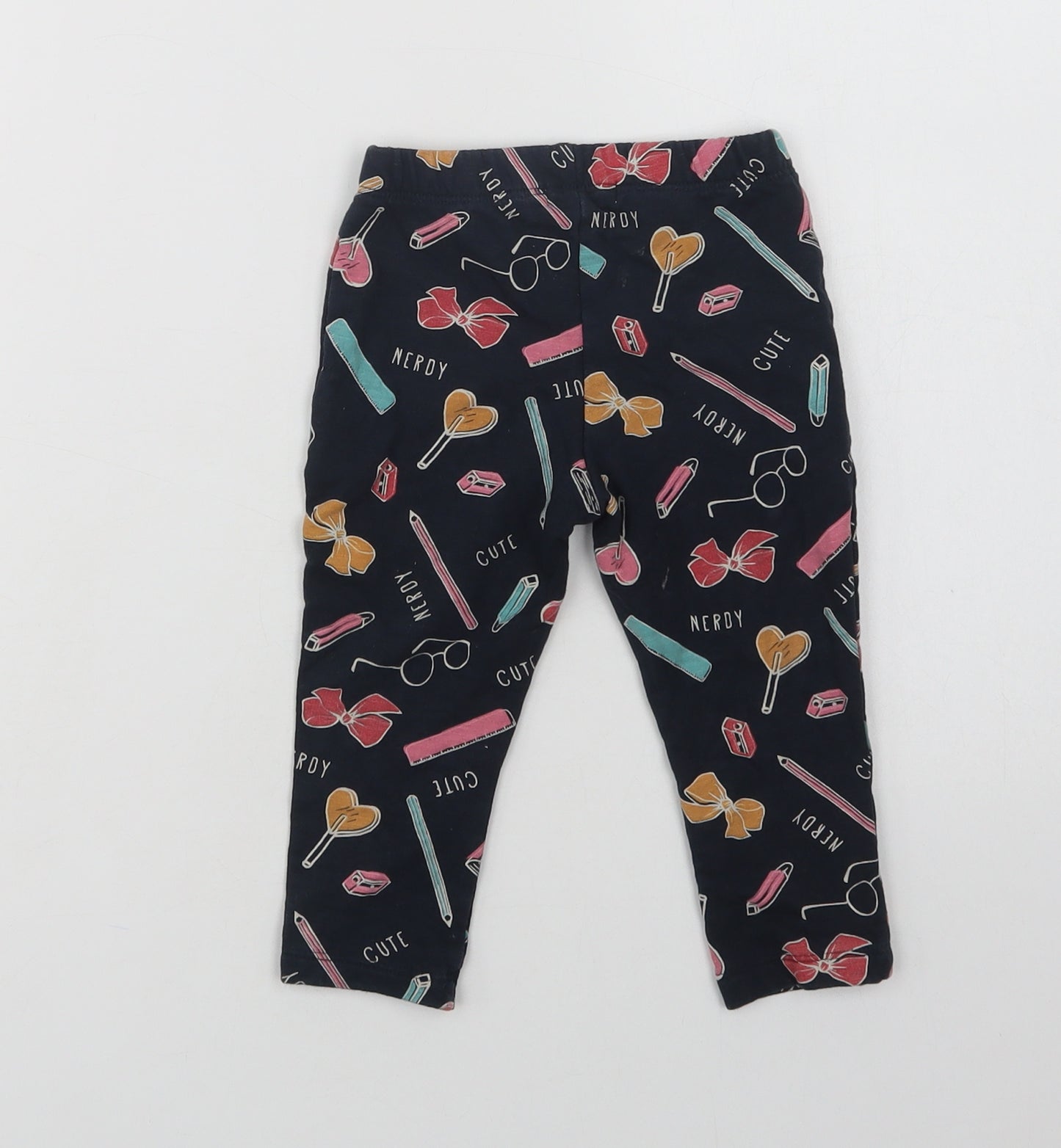 name it Baby Blue Geometric Cotton Jogger Leggings Size 12-18 Months   - Nerdy