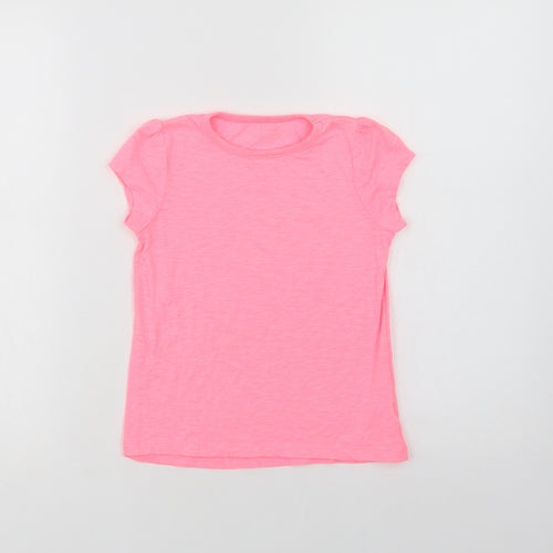 Dunnes Stores Girls Pink  Polyester Basic T-Shirt Size 8 Years Crew Neck