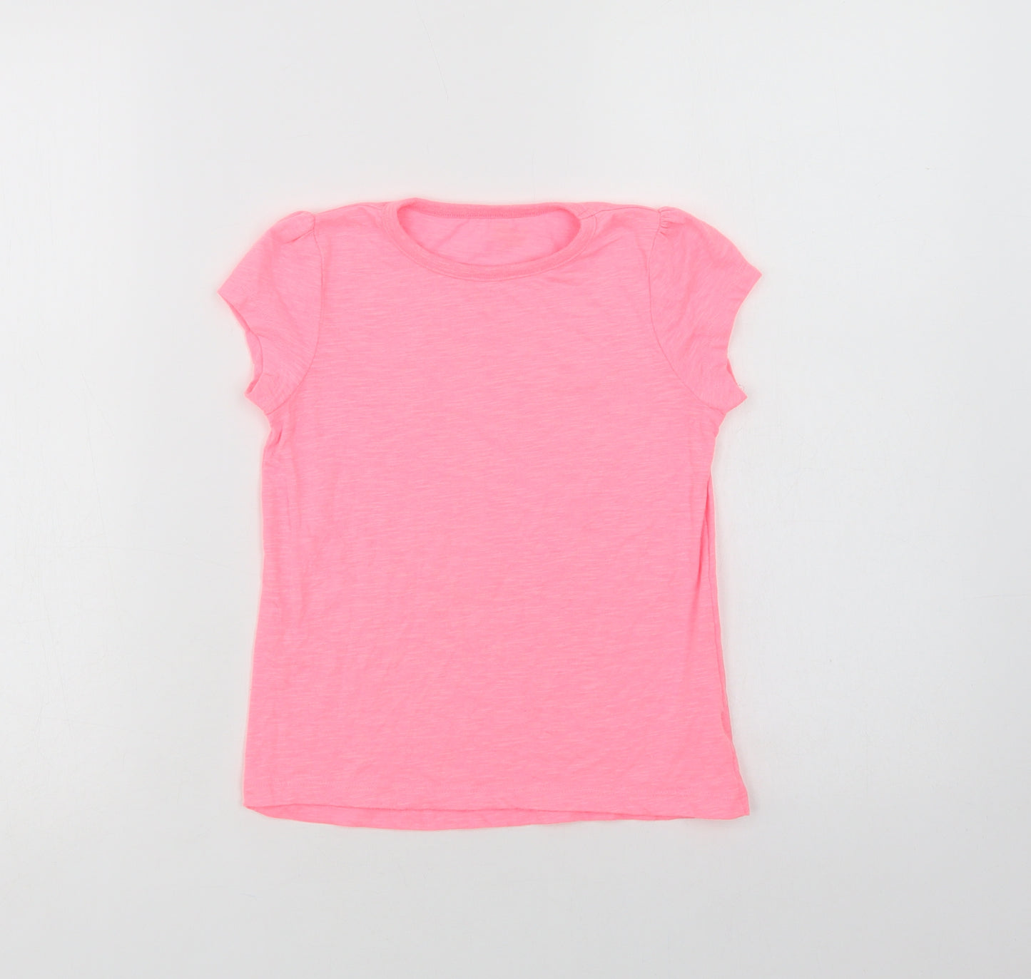 Dunnes Stores Girls Pink  Polyester Basic T-Shirt Size 8 Years Crew Neck