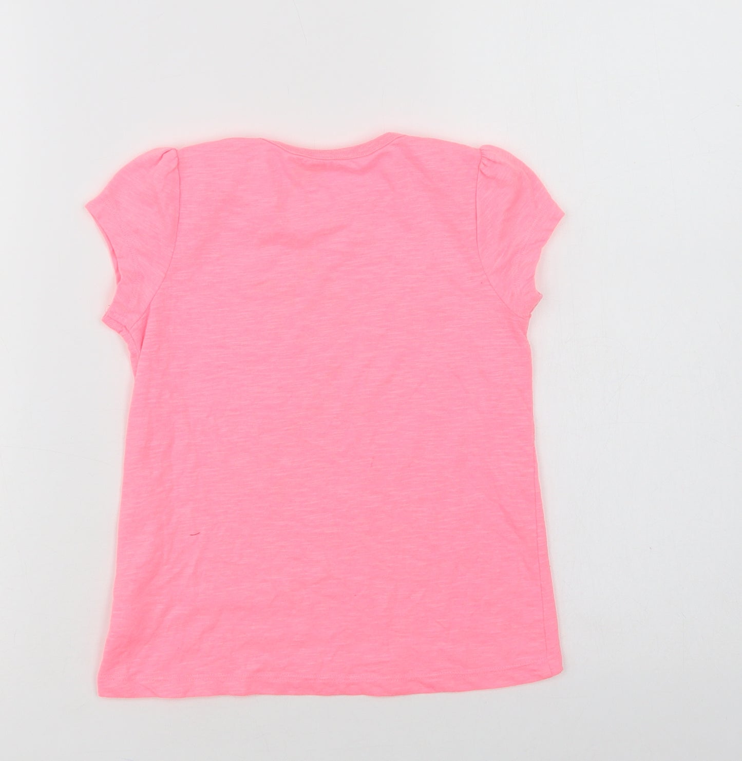 Dunnes Stores Girls Pink  Polyester Basic T-Shirt Size 8 Years Crew Neck