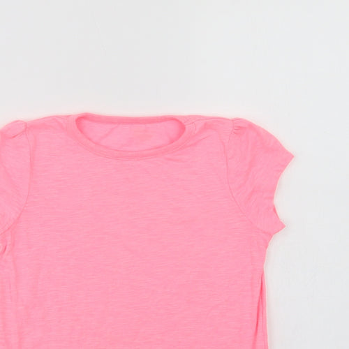 Dunnes Stores Girls Pink  Polyester Basic T-Shirt Size 8 Years Crew Neck