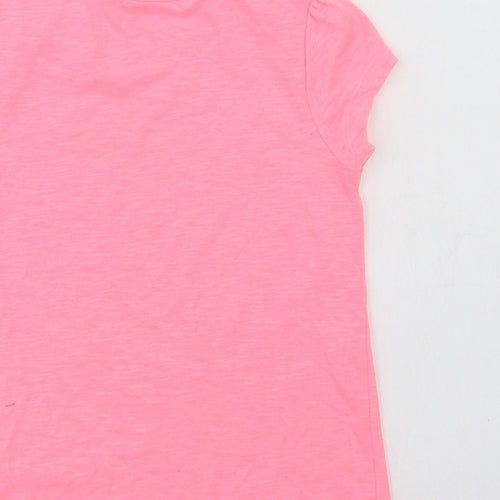 Dunnes Stores Girls Pink  Polyester Basic T-Shirt Size 8 Years Crew Neck