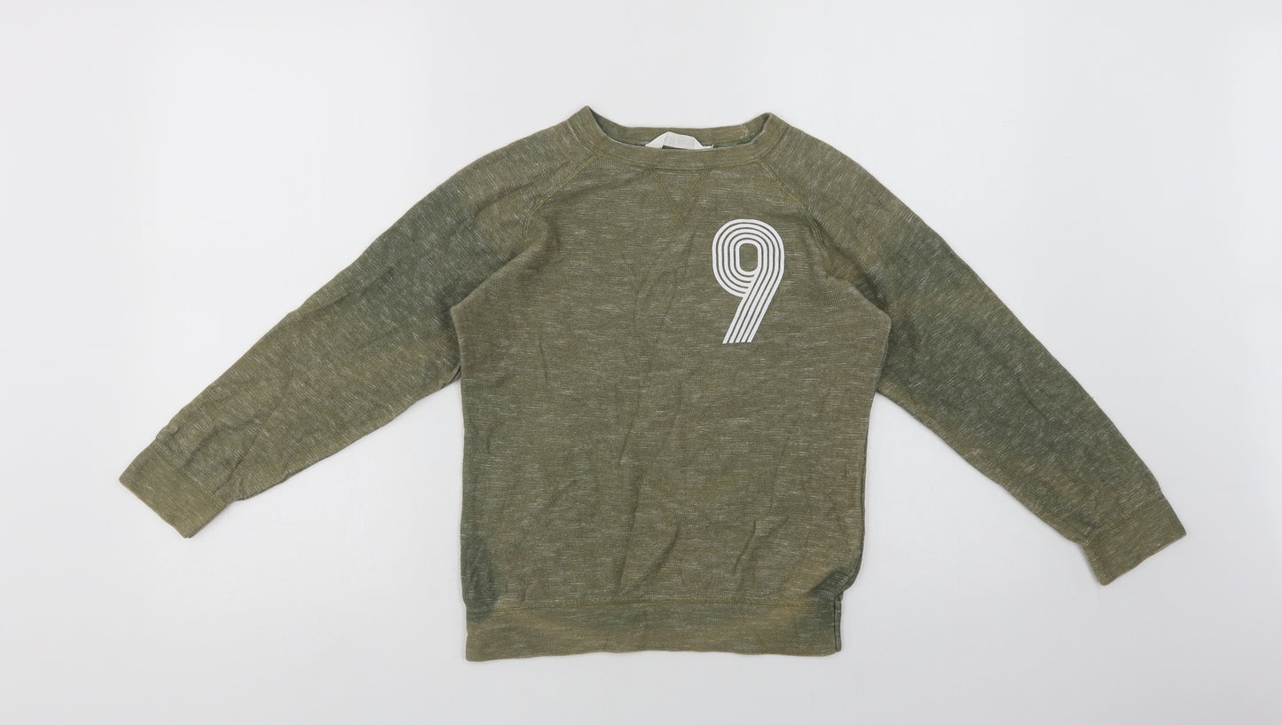 H&M Girls Green Batik Cotton Pullover Sweatshirt Size 9-10 Years