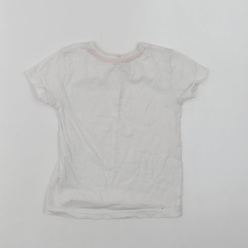 Dunnes Stores Girls White  Cotton Basic T-Shirt Size 3 Years Crew Neck