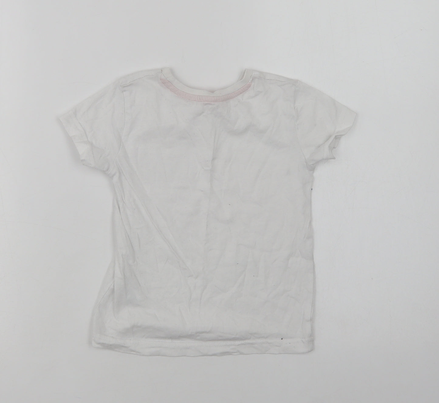 Dunnes Stores Girls White  Cotton Basic T-Shirt Size 3 Years Crew Neck