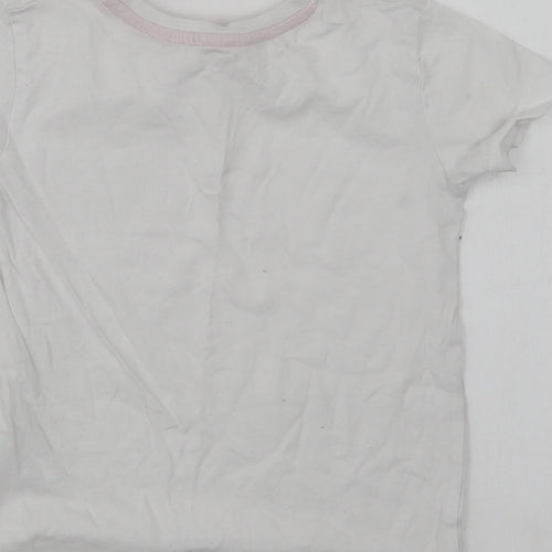 Dunnes Stores Girls White  Cotton Basic T-Shirt Size 3 Years Crew Neck