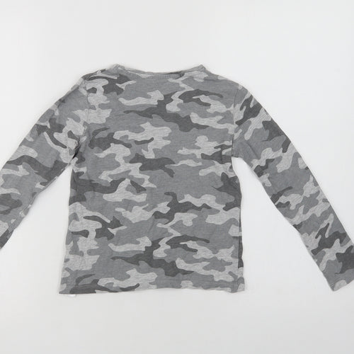 Primark Girls Grey Camouflage Cotton Basic T-Shirt Size 7-8 Years Crew Neck  - Be Yourself