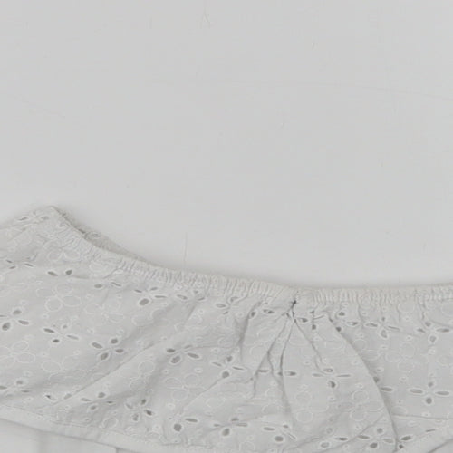 Primark Girls White  Cotton Jersey Blouse Size 7-8 Years Off the Shoulder