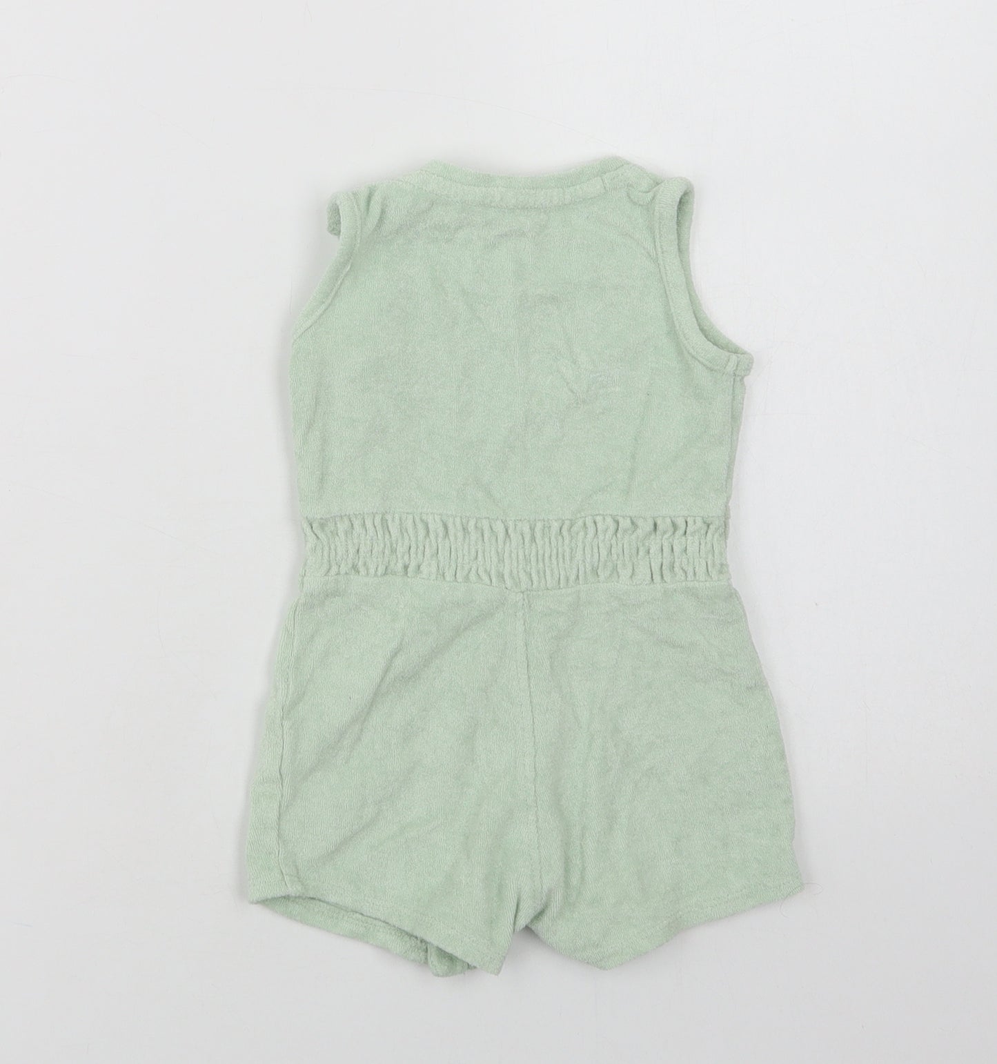 Primark Baby Green  Cotton Romper One-Piece Size 6-9 Months  Snap