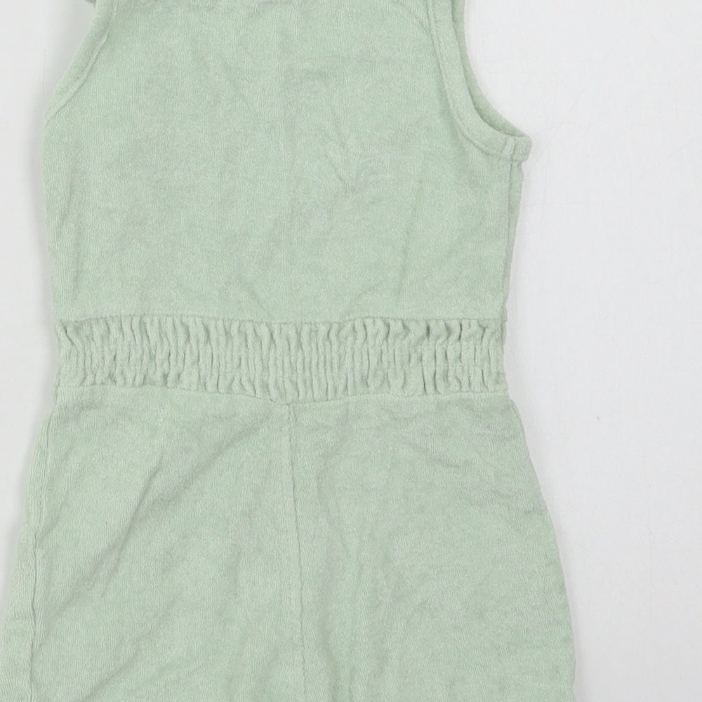 Primark Baby Green  Cotton Romper One-Piece Size 6-9 Months  Snap