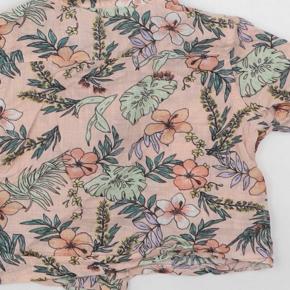 Primark Baby Pink Floral Cotton Basic Button-Up Size 6-9 Months Collared Button