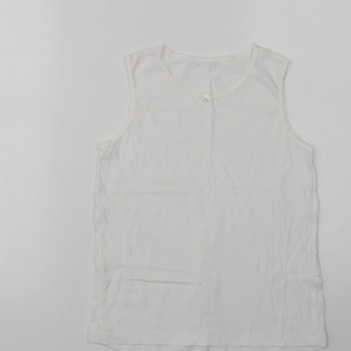 Preworn Womens White  Cotton Basic Tank Size 8 Crew Neck