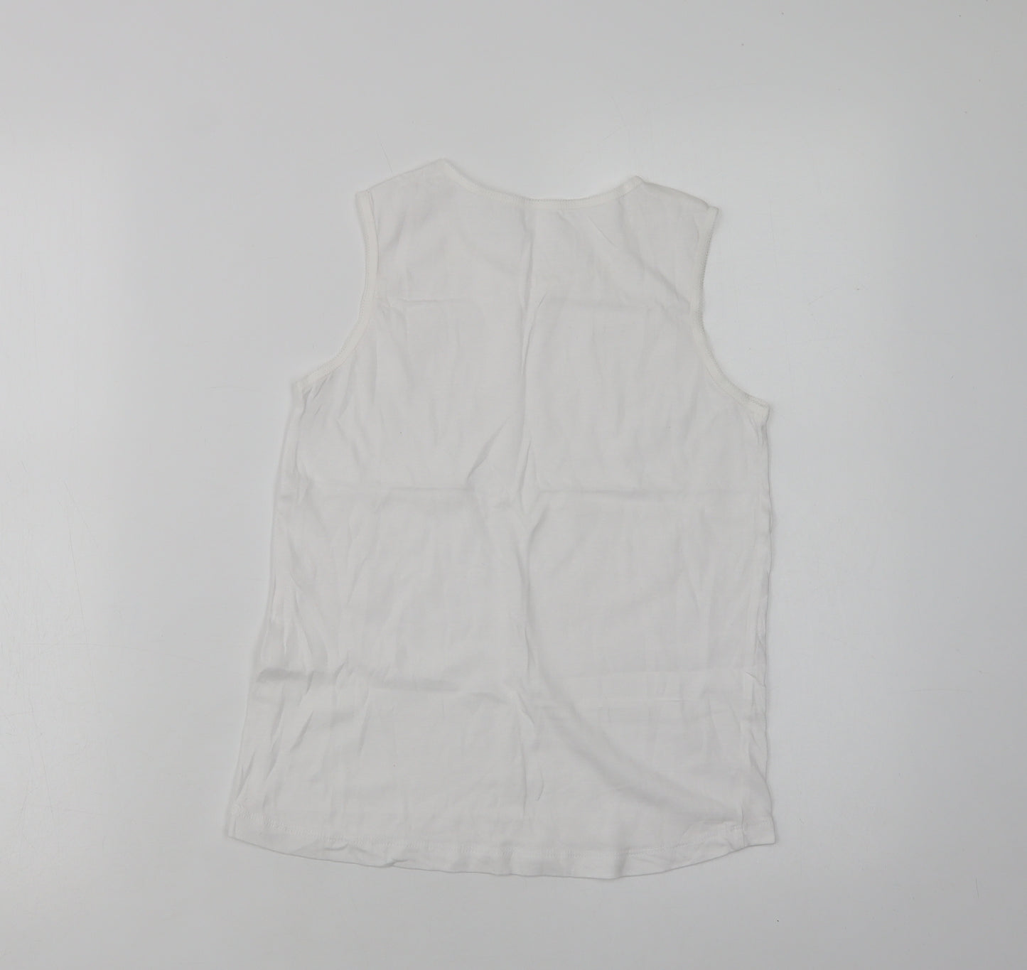 Preworn Womens White  Cotton Basic Tank Size 8 Crew Neck