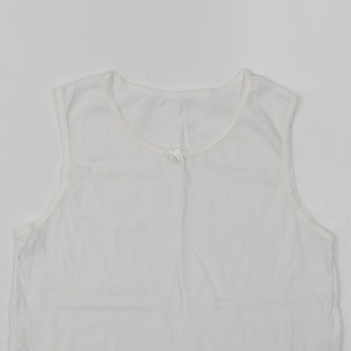 Preworn Womens White  Cotton Basic Tank Size 8 Crew Neck