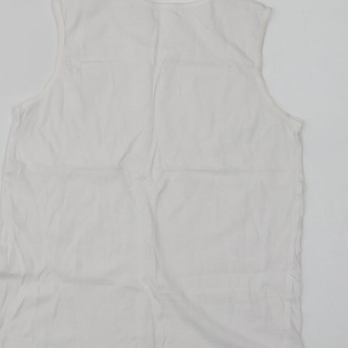 Preworn Womens White  Cotton Basic Tank Size 8 Crew Neck