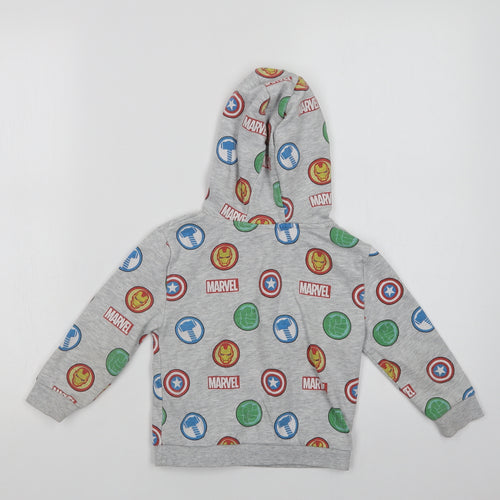 Primark Boys Grey Geometric Cotton Pullover Hoodie Size 2-3 Years   - Marvel