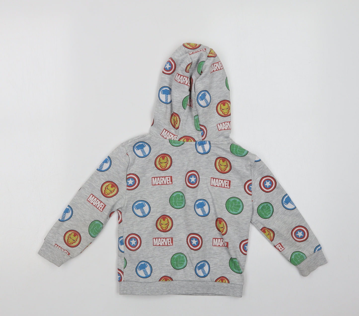 Primark Boys Grey Geometric Cotton Pullover Hoodie Size 2-3 Years   - Marvel