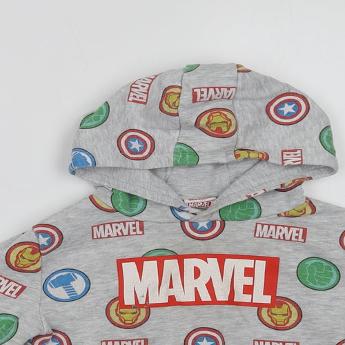 Primark Boys Grey Geometric Cotton Pullover Hoodie Size 2-3 Years   - Marvel