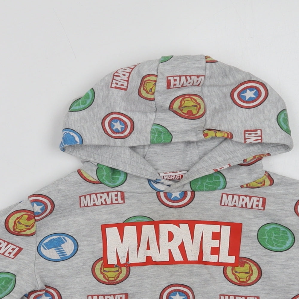 Primark Boys Grey Geometric Cotton Pullover Hoodie Size 2-3 Years   - Marvel