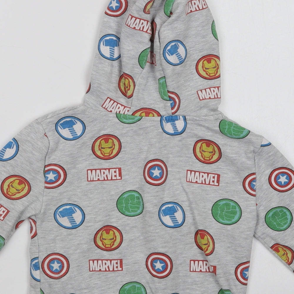 Primark Boys Grey Geometric Cotton Pullover Hoodie Size 2-3 Years   - Marvel