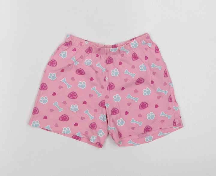 Nickelodeon Girls Pink Geometric Cotton Sleep Shorts Size 5-6 Years - Paw Print