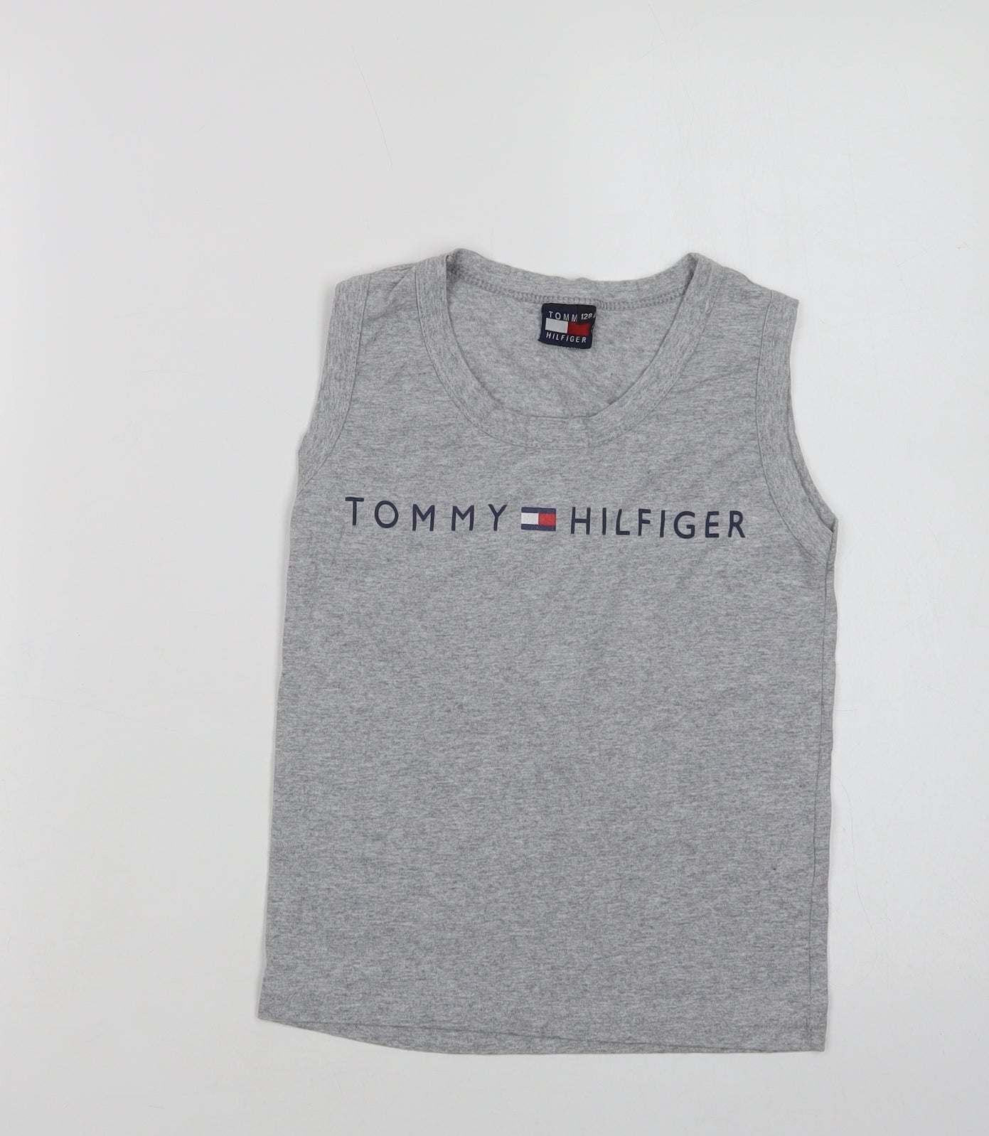 Tommy Hilfiger Boys Grey  Cotton Basic Tank Size 8 Years Crew Neck
