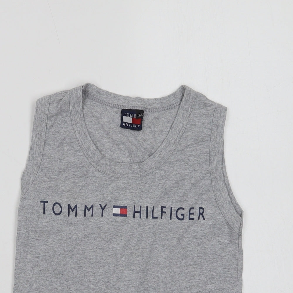 Tommy Hilfiger Boys Grey  Cotton Basic Tank Size 8 Years Crew Neck