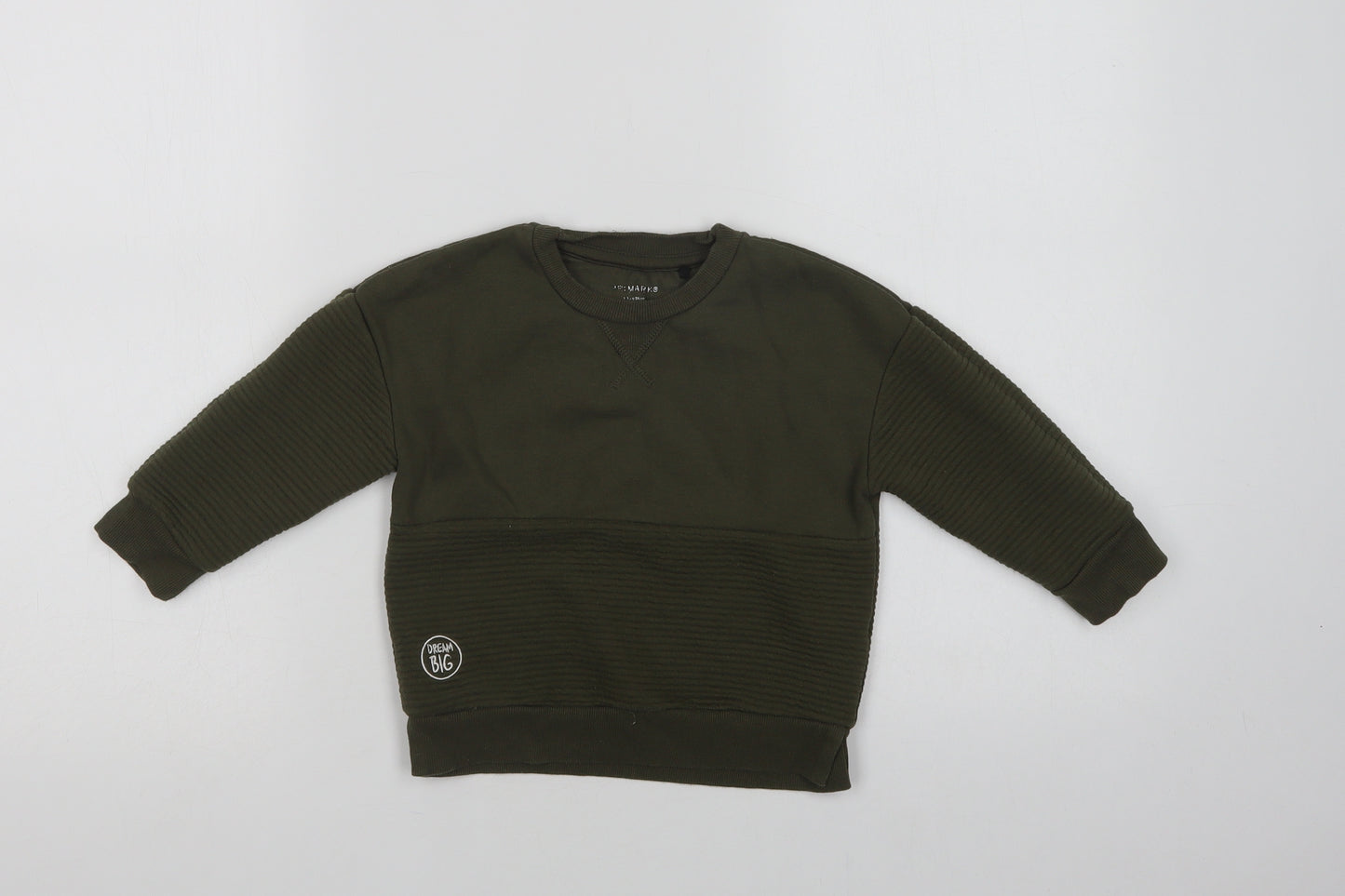 Primark Boys Green  Cotton Pullover Sweatshirt Size 2-3 Years