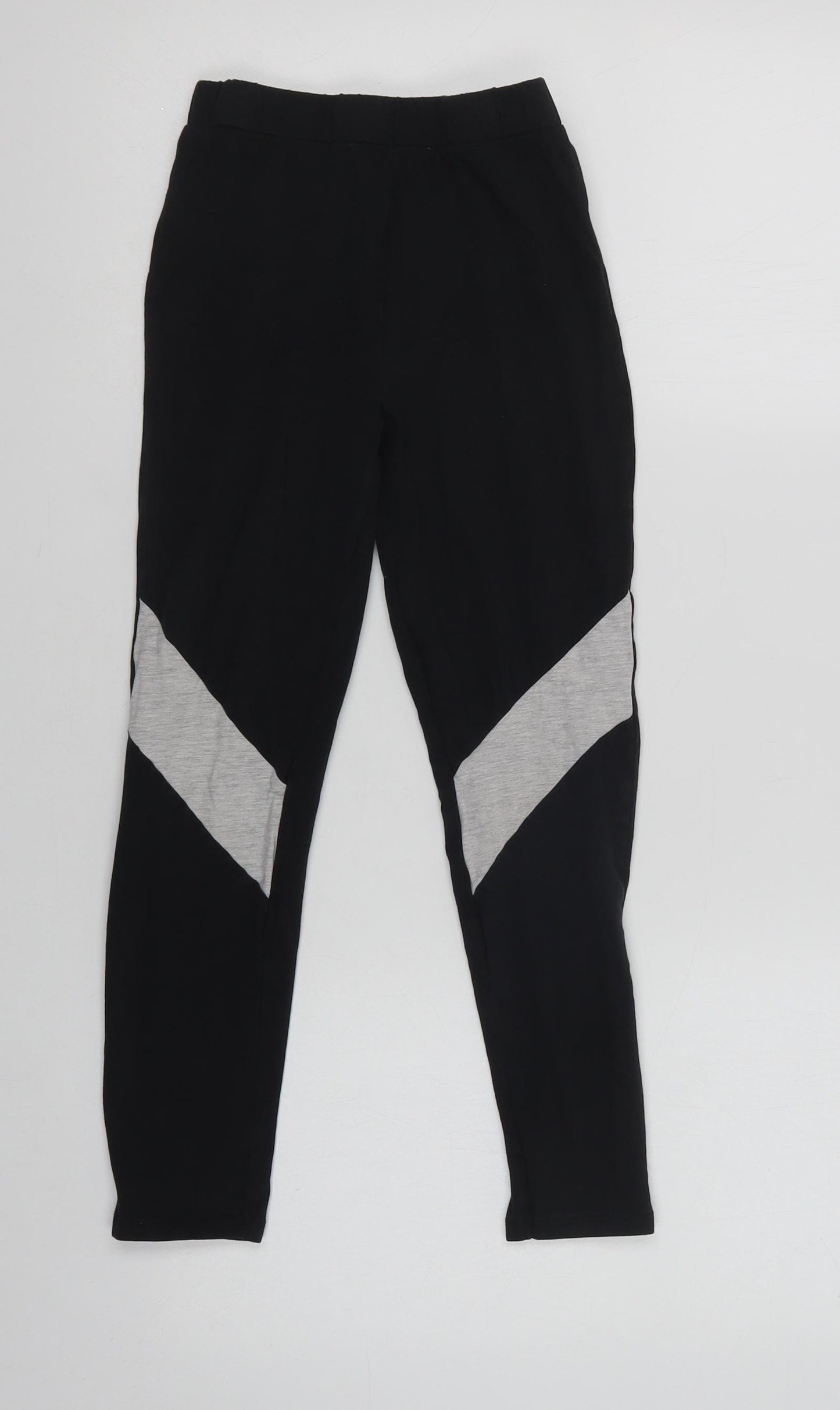 George Girls Black Colourblock Cotton Jegging Trousers Size 10-11 Years  Regular  - Leggings