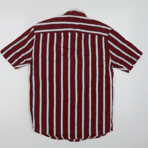 Netplay Mens Red Striped Cotton  Button-Up Size S Collared Button
