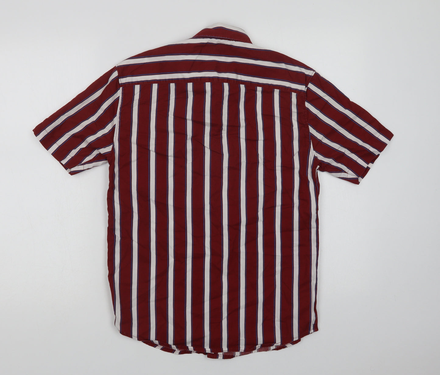 Netplay Mens Red Striped Cotton  Button-Up Size S Collared Button