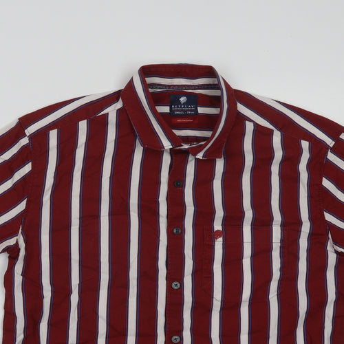 Netplay Mens Red Striped Cotton  Button-Up Size S Collared Button