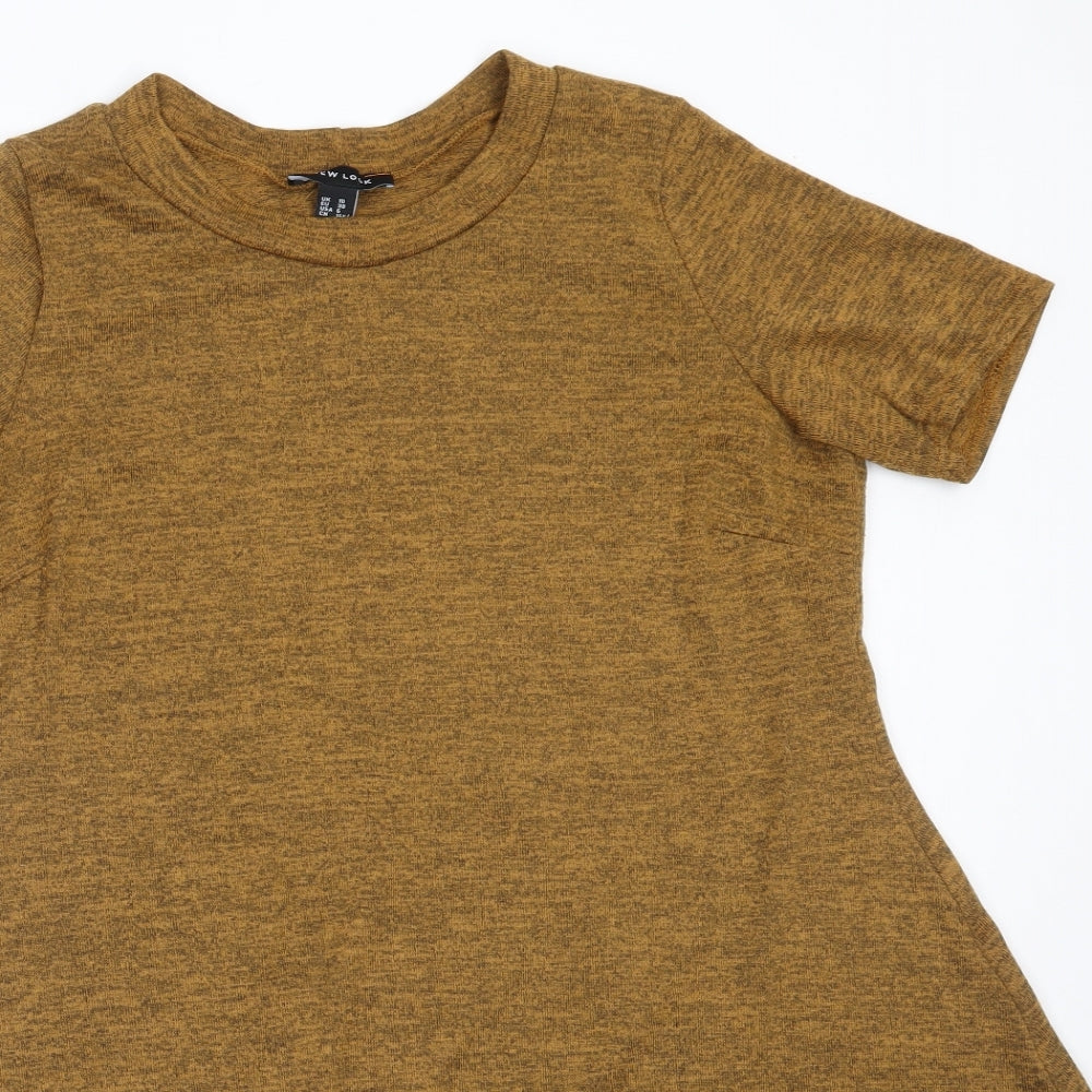 New Look Womens Brown  Polyester Fit & Flare  Size 10  Round Neck