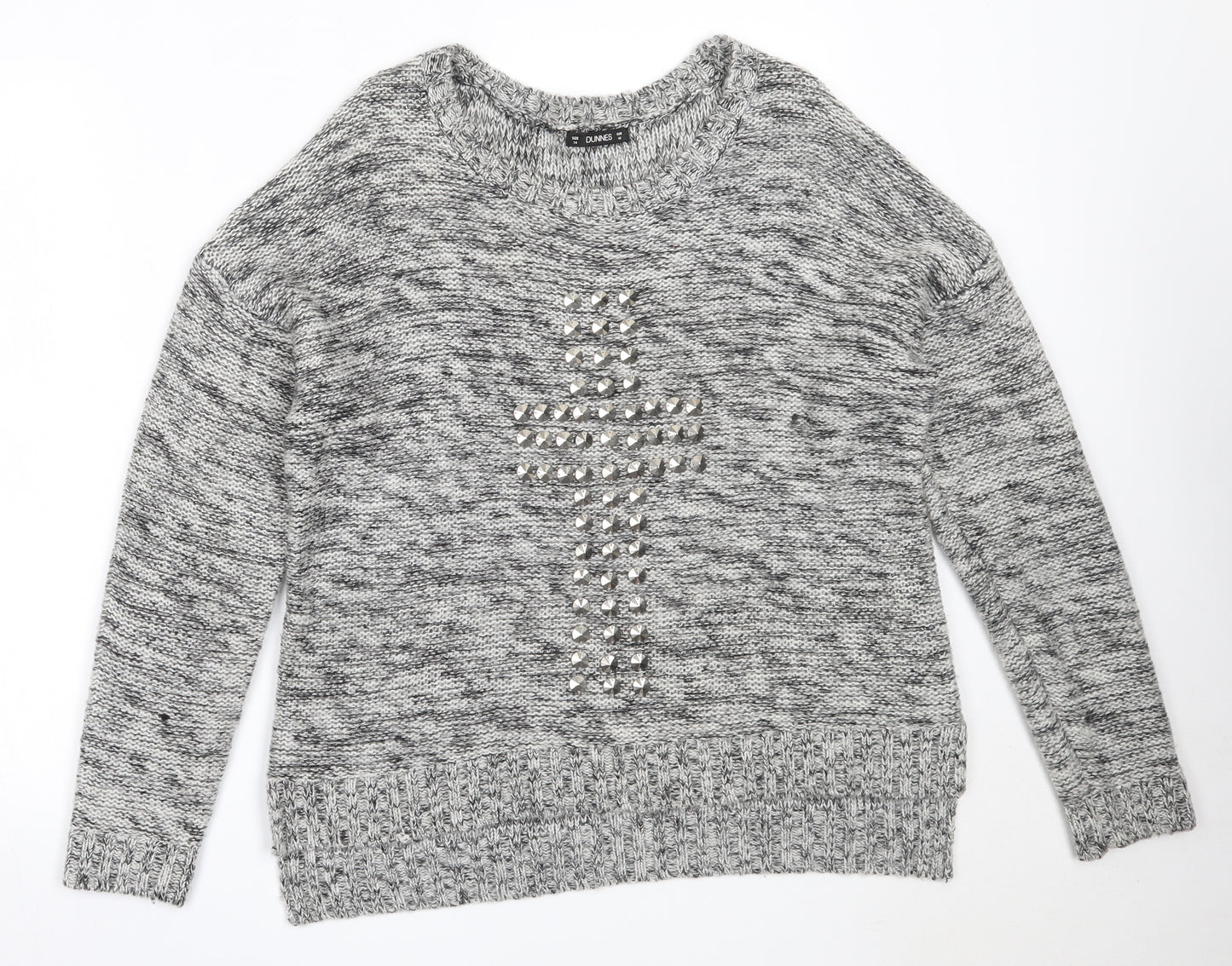 Dunnes Stores Womens Grey Round Neck  Acrylic Pullover Jumper Size 14