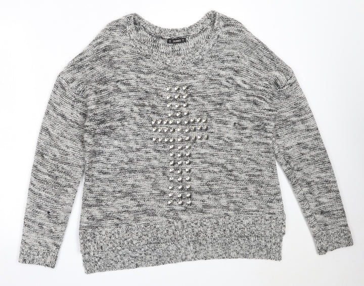 Dunnes Stores Womens Grey Round Neck  Acrylic Pullover Jumper Size 14