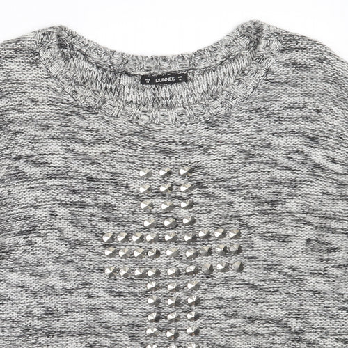 Dunnes Stores Womens Grey Round Neck  Acrylic Pullover Jumper Size 14