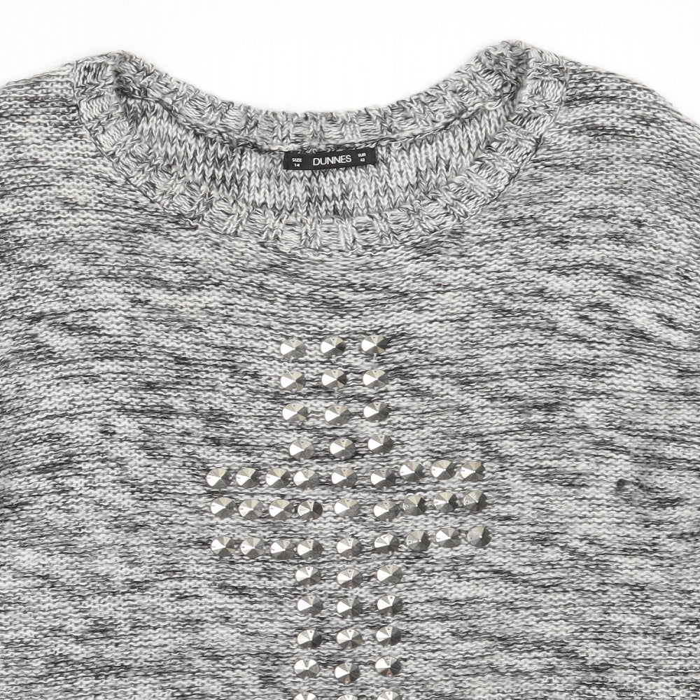 Dunnes Stores Womens Grey Round Neck  Acrylic Pullover Jumper Size 14