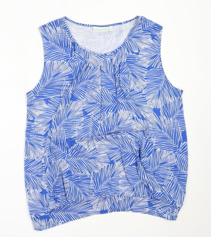 JoJo Maman Bébé Womens Blue Viscose Basic Tank Size L Round Neck