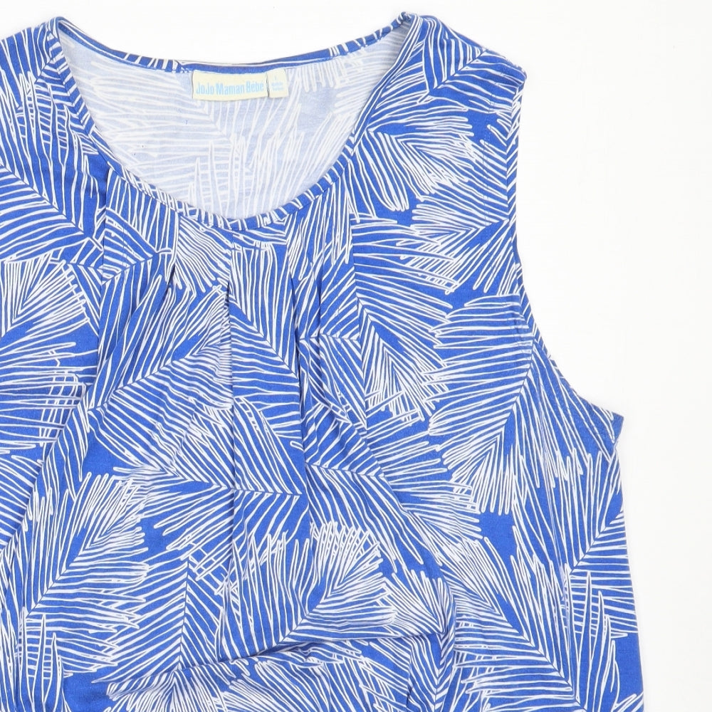JoJo Maman Bébé Womens Blue  Viscose Basic Tank Size L Round Neck