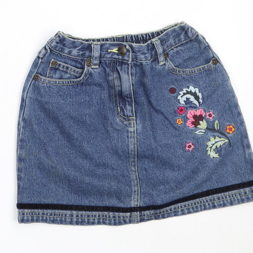 NEXT Girls Blue  Cotton Mini Skirt Size 7 Years  Regular