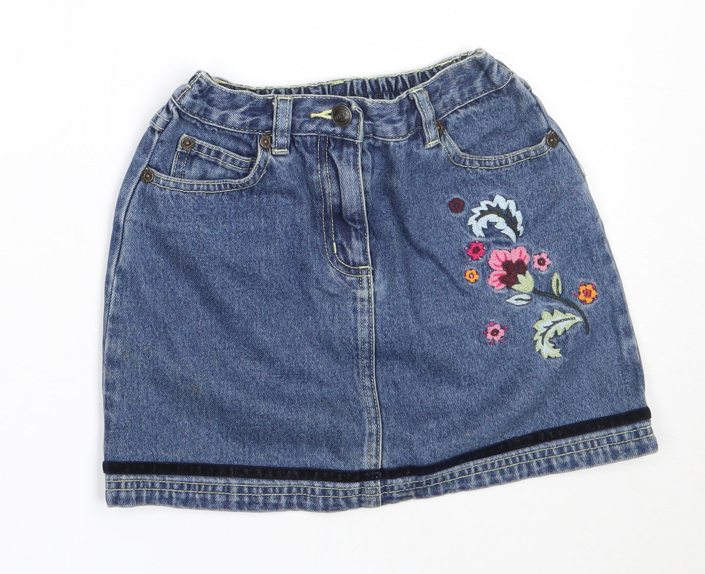 NEXT Girls Blue  Cotton Mini Skirt Size 7 Years  Regular