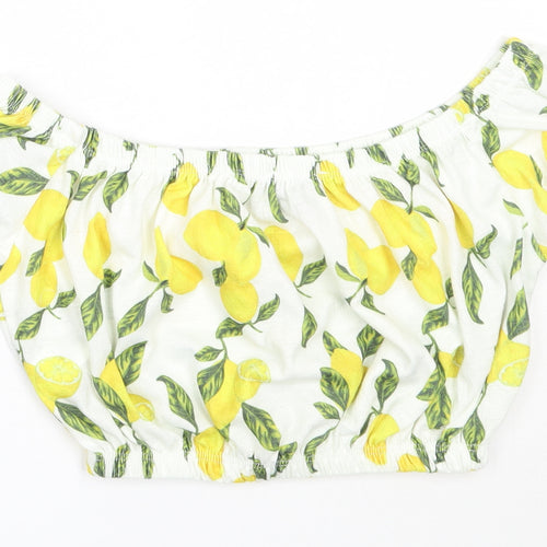 Primark Womens Ivory  Polyester Cropped Blouse Size XS Off the Shoulder - lemon